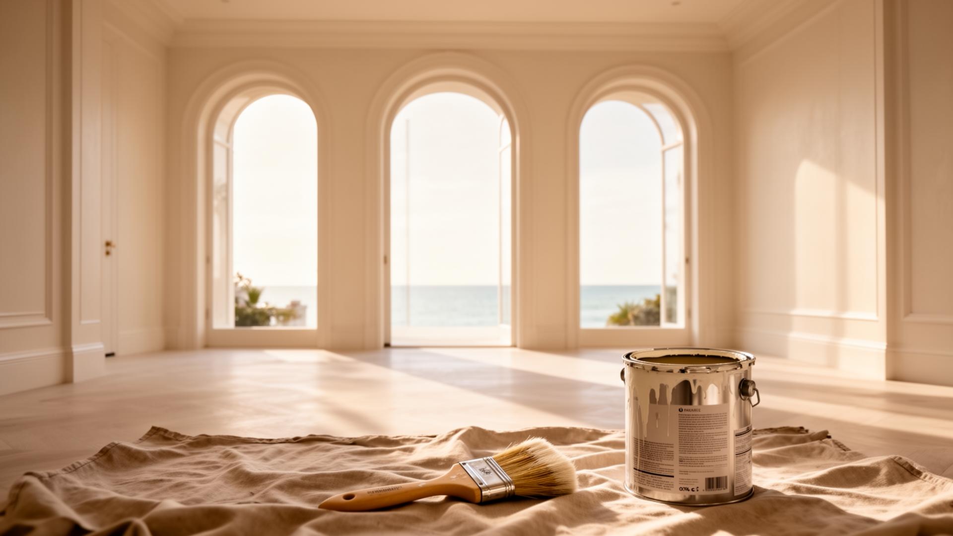 Freshly painted luxury Palm Beach interior with natural light
